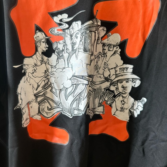 Off-White Virgil Abloh Men's Hoodie with Orange Accents - Picture 2 of 4